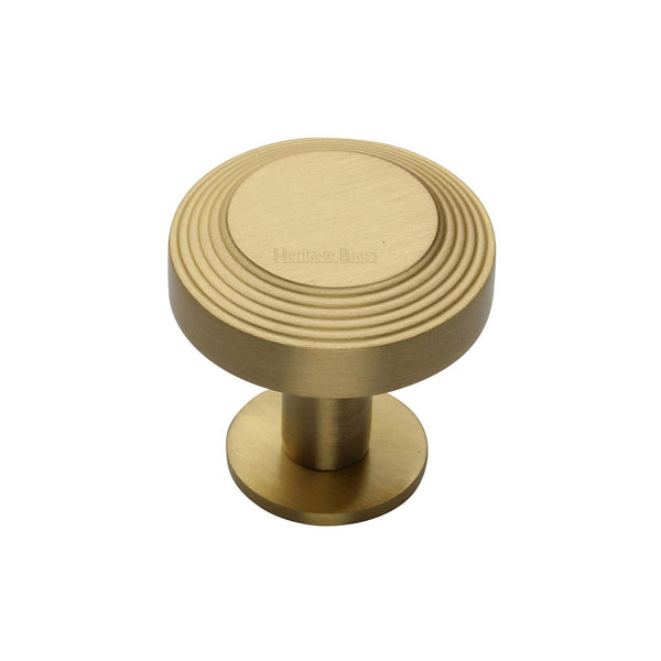 Ridge Cabinet Knob with Rose by M Marcus - Heritage Brass