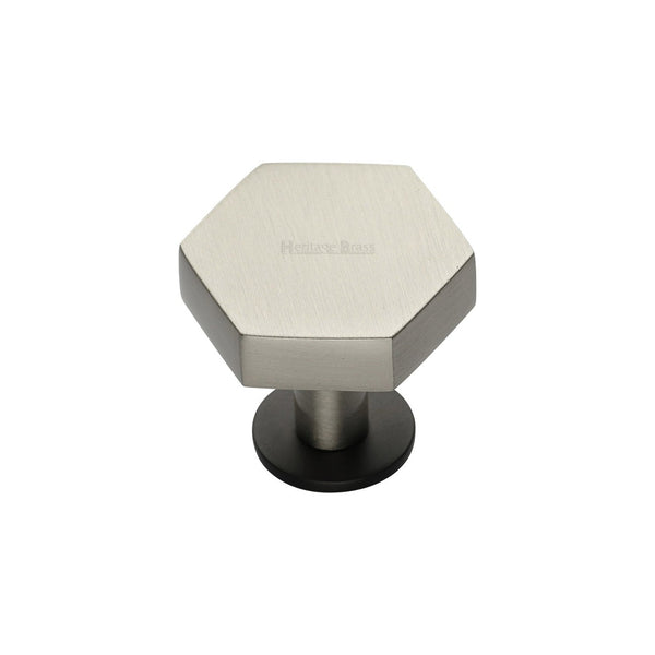 Hexagon Cabinet Knob with Rose by M Marcus - Heritage Brass