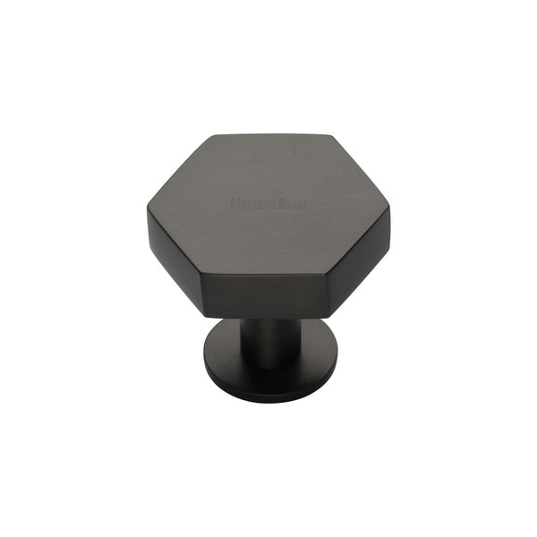 Hexagon Cabinet Knob with Rose by M Marcus - Heritage Brass