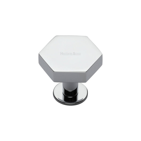 Hexagon Cabinet Knob with Rose by M Marcus - Heritage Brass
