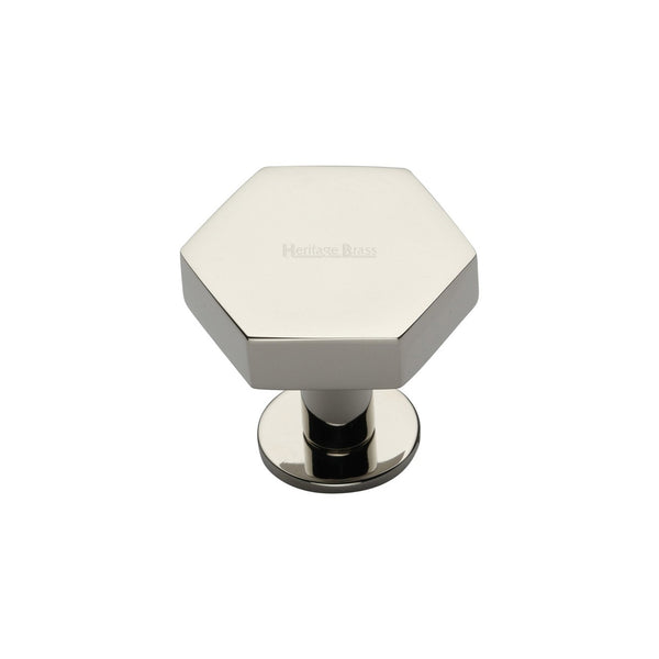 Hexagon Cabinet Knob with Rose by M Marcus - Heritage Brass