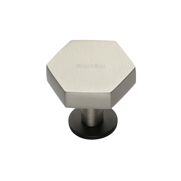 Hexagon Cabinet Knob with Rose by M Marcus - Heritage Brass