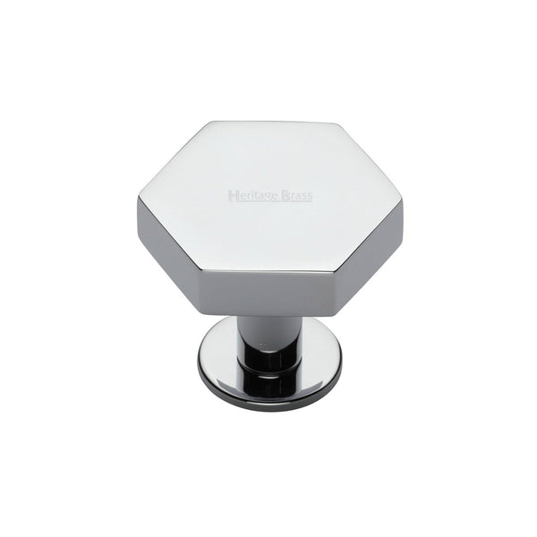 Hexagon Cabinet Knob with Rose by M Marcus - Heritage Brass