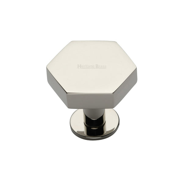 Hexagon Cabinet Knob with Rose by M Marcus - Heritage Brass