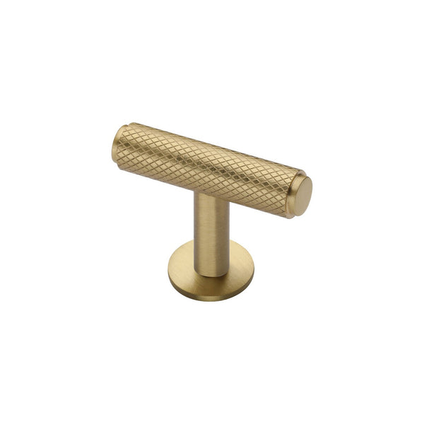 Knurled T-Bar Cabinet Knob with Rose by M Marcus - Heritage Brass