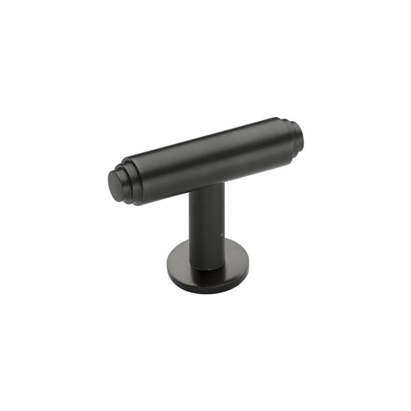 Stepped T-Bar Cabinet Knob with Rose by M Marcus - Heritage Brass