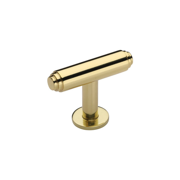 Stepped T-Bar Cabinet Knob with Rose by M Marcus - Heritage Brass