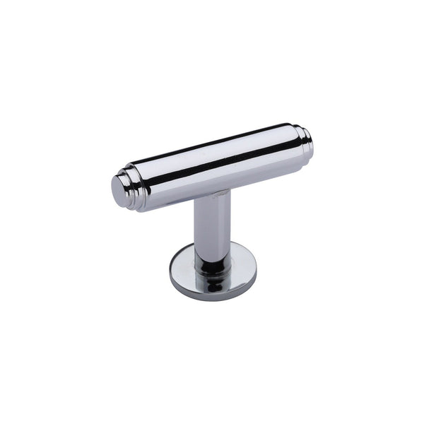 Stepped T-Bar Cabinet Knob with Rose by M Marcus - Heritage Brass