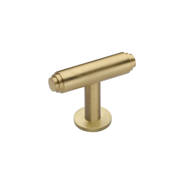 Stepped T-Bar Cabinet Knob with Rose by M Marcus - Heritage Brass