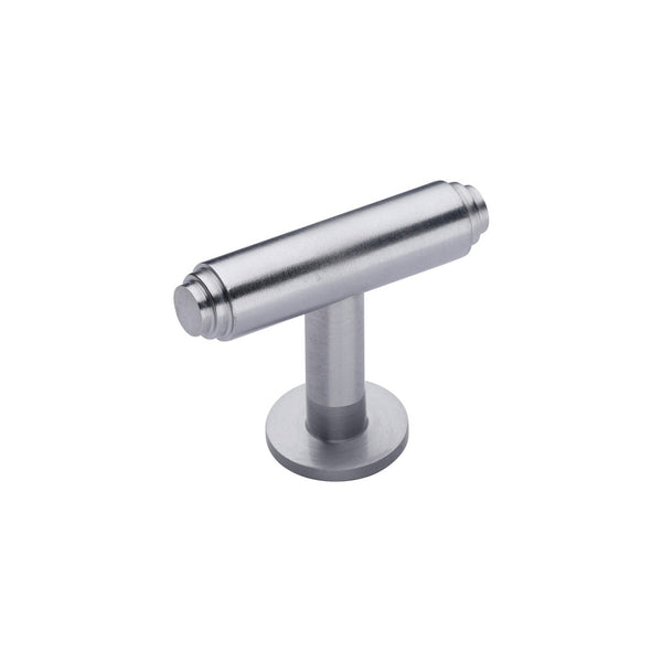 Stepped T-Bar Cabinet Knob with Rose by M Marcus - Heritage Brass