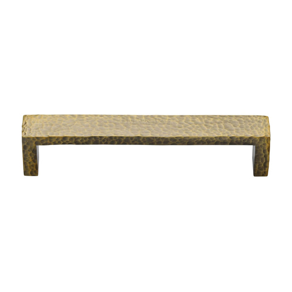 M Marcus - Heritage Brass, Hammered Wide Metro Cabinet Pull Handle, Cabinet Hardware, Cabinet Pull Handles