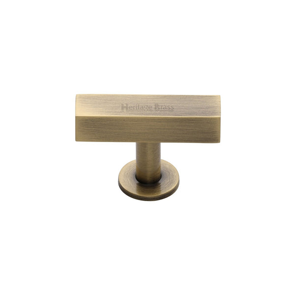 Symmetrical Square Cabinet Knob by M Marcus - Heritage Brass