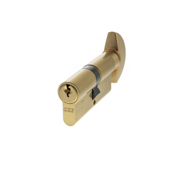 AGB Euro Profile 5 Pin Cylinder Key to Turn 35-35mm (70mm) Keyed Alike - Satin Brass