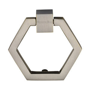 M Marcus - Heritage Brass, Hexagon Cabinet Drop Pull, Cabinet Hardware, Cabinet Ring / Drop Pulls