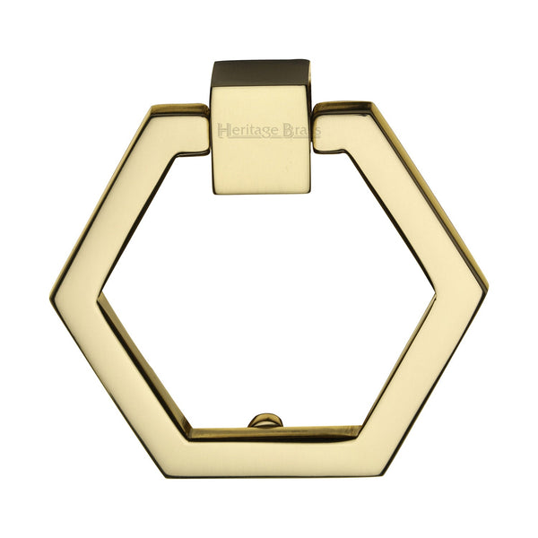 M Marcus - Heritage Brass, Hexagon Cabinet Drop Pull, Cabinet Hardware, Cabinet Ring / Drop Pulls