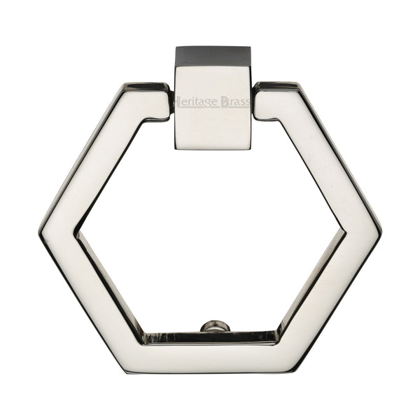 M Marcus - Heritage Brass, Hexagon Cabinet Drop Pull, Cabinet Hardware, Cabinet Ring / Drop Pulls