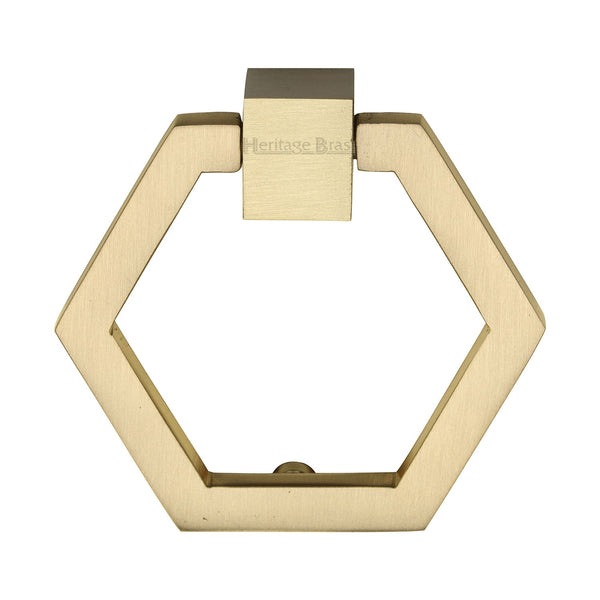 M Marcus - Heritage Brass, Hexagon Cabinet Drop Pull, Cabinet Hardware, Cabinet Ring / Drop Pulls