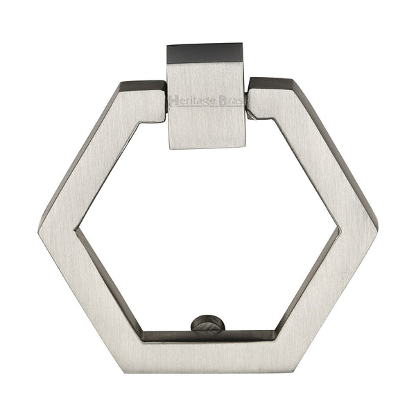 M Marcus - Heritage Brass, Hexagon Cabinet Drop Pull, Cabinet Hardware, Cabinet Ring / Drop Pulls