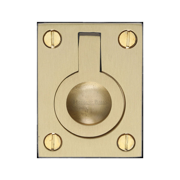 M Marcus - Heritage Brass, Flush Ring Cabinet Pull, Cabinet Hardware, Cabinet Ring / Drop Pulls