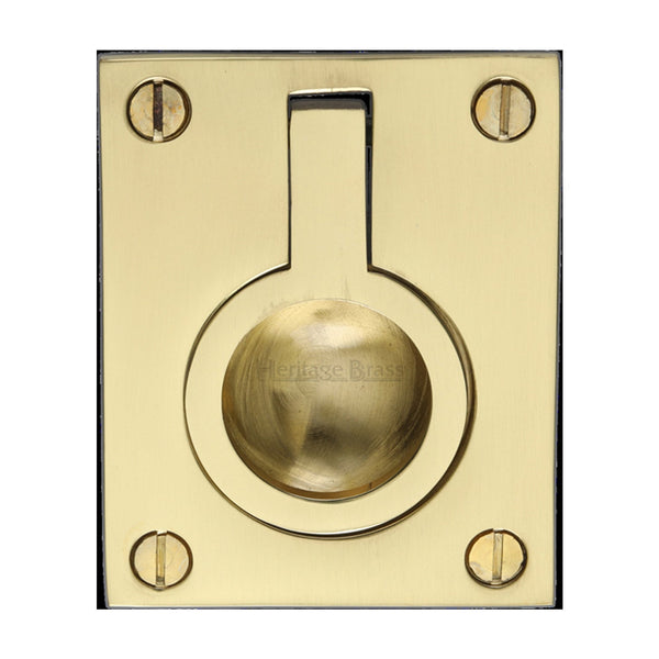 M Marcus - Heritage Brass, Flush Ring Cabinet Pull, Cabinet Hardware, Cabinet Ring / Drop Pulls