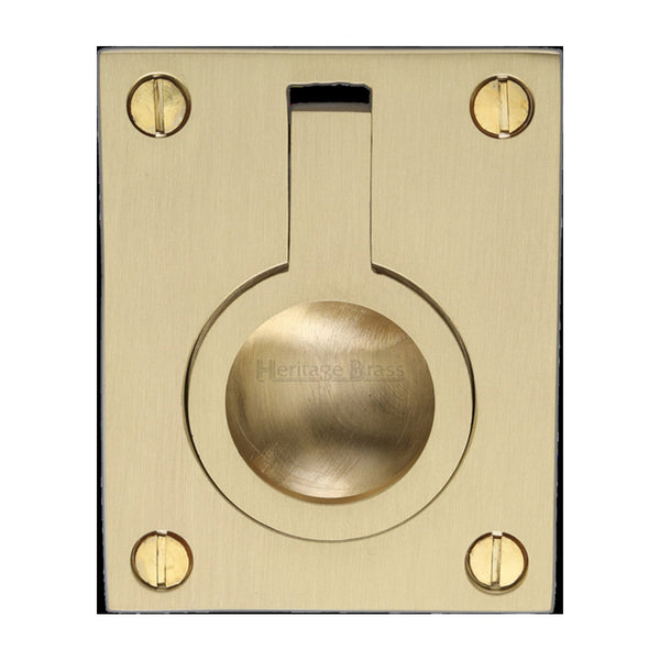 M Marcus - Heritage Brass, Flush Ring Cabinet Pull, Cabinet Hardware, Cabinet Ring / Drop Pulls