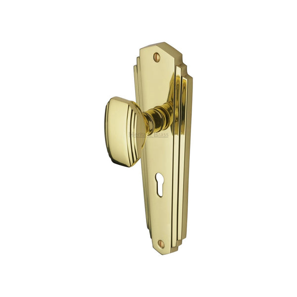 Charlston Door Knob on Plate by M Marcus - Heritage Brass