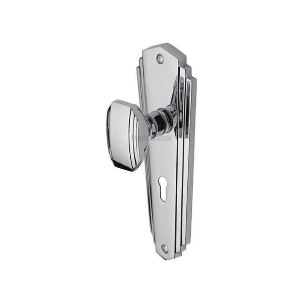 Charlston Door Knob on Plate by M Marcus - Heritage Brass
