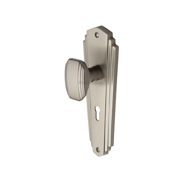 Charlston Door Knob on Plate by M Marcus - Heritage Brass
