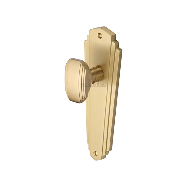 Charlston Door Knob on Plate by M Marcus - Heritage Brass