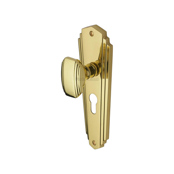 Charlston Door Knob on Plate by M Marcus - Heritage Brass