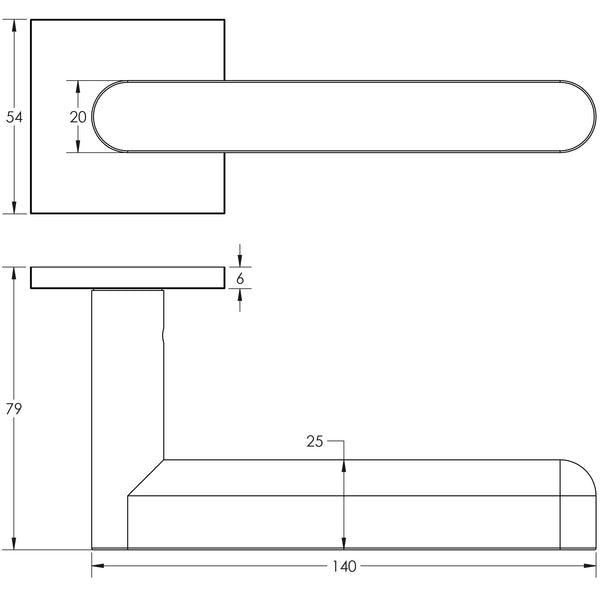 CRES-101 Unsprung Square Rose Door Handle by Cres By Frelan