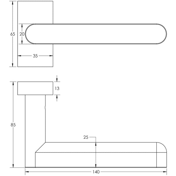CRES-101 Multi Point Rectangular Rose Door Handle by Cres By Frelan