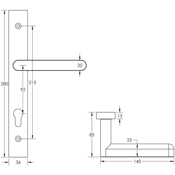 CRES-101 Multi Point Backplate Door Handle by Cres By Frelan