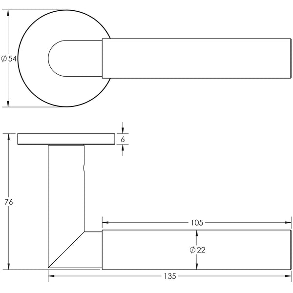 CRES-102 Fixed Dead Round Rose Door Handle by Cres By Frelan
