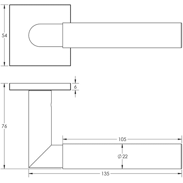 CRES-102 Sprung Square Rose Door Handle