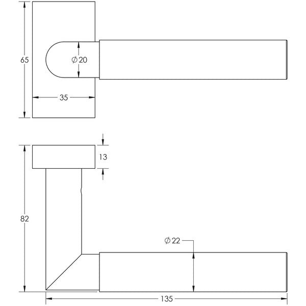 CRES-102 Multi Point Rectangular Rose Door Handle by Cres By Frelan