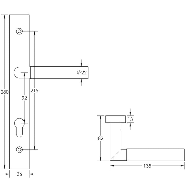 CRES-102 Multi Point Backplate Door Handle by Cres By Frelan