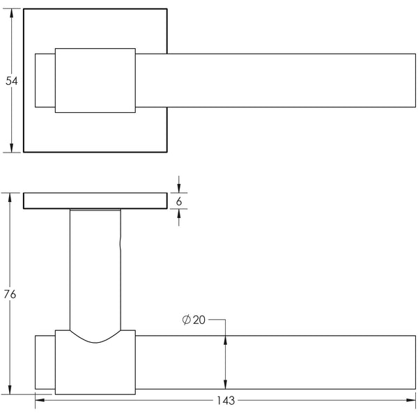 CRES-103 Unsprung Square Rose Door Handle by Cres By Frelan
