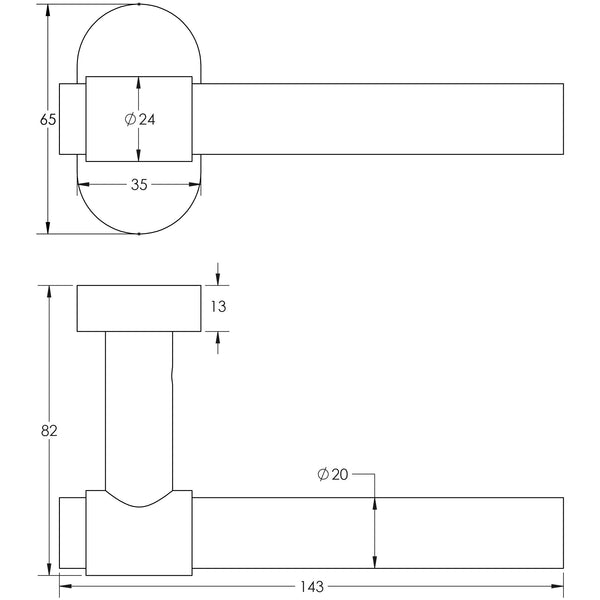 CRES-103 Multi Point Oval Rose Door Handle by Cres By Frelan