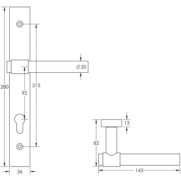 CRES-103 Multi Point Backplate Door Handle