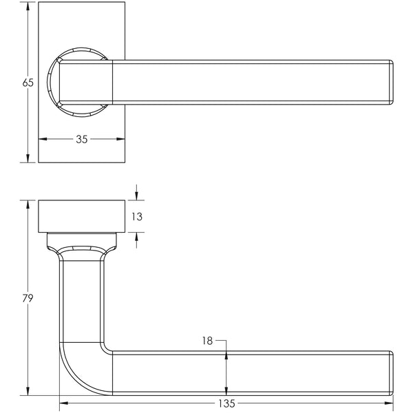 CRES-104 Multi Point Rectangular Rose Door Handle by Cres By Frelan