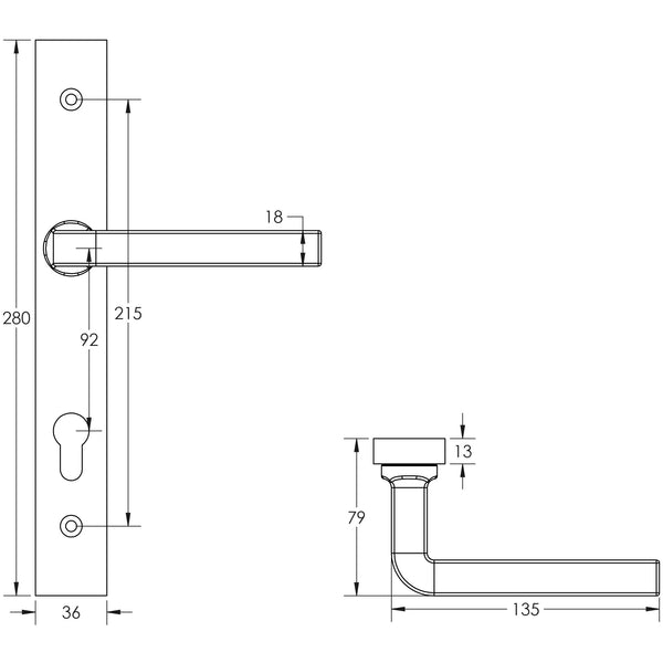 CRES-104 Multi Point Backplate Door Handle by Cres By Frelan