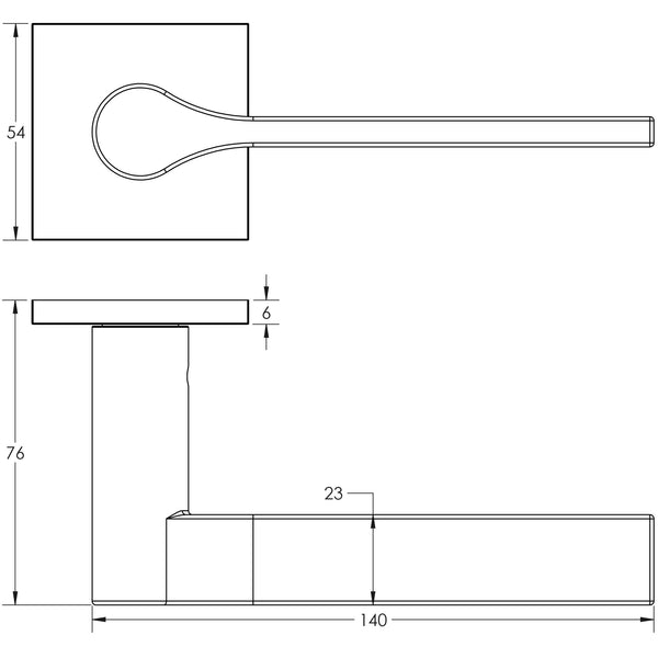 CRES-105 Fixed Dead Square Rose Door Handle by Cres By Frelan