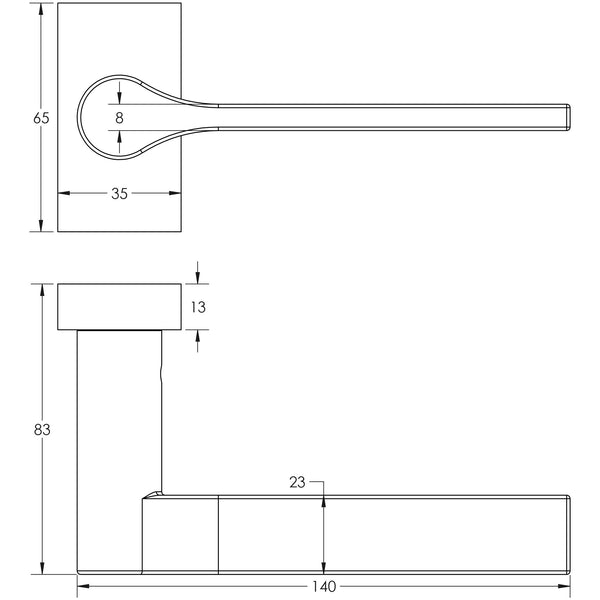 CRES-105 Multi Point Rectangular Rose Door Handle by Cres By Frelan
