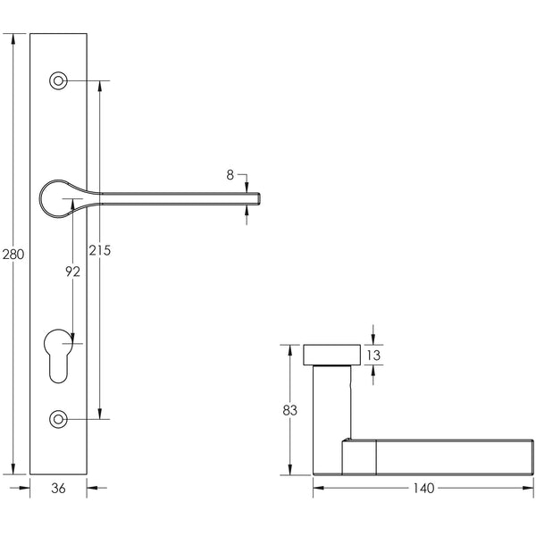 CRES-105 Multi Point Backplate Door Handle by Cres By Frelan