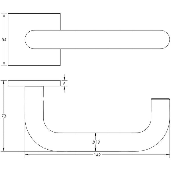 CRES-106 Unsprung Square Rose Door Handle by Cres By Frelan