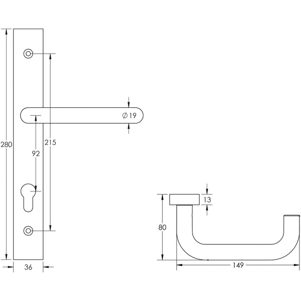 CRES-106 Multi Point Backplate Door Handle by Cres By Frelan