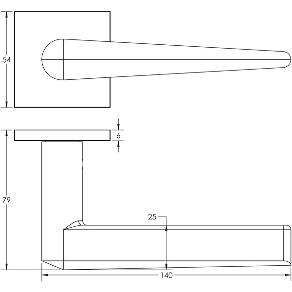 CRES-107 Fixed Dead Square Rose Door Handle by Cres By Frelan