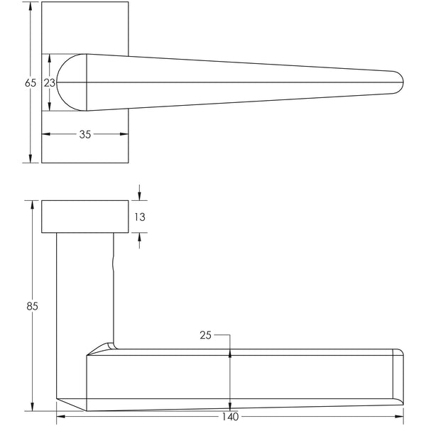 CRES-107 Multi Point Rectangular Rose Door Handle by Cres By Frelan