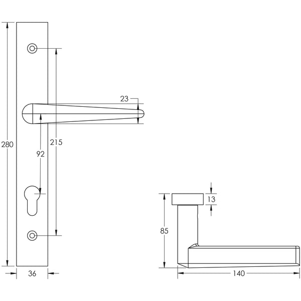 CRES-107 Multi Point Backplate Door Handle by Cres By Frelan